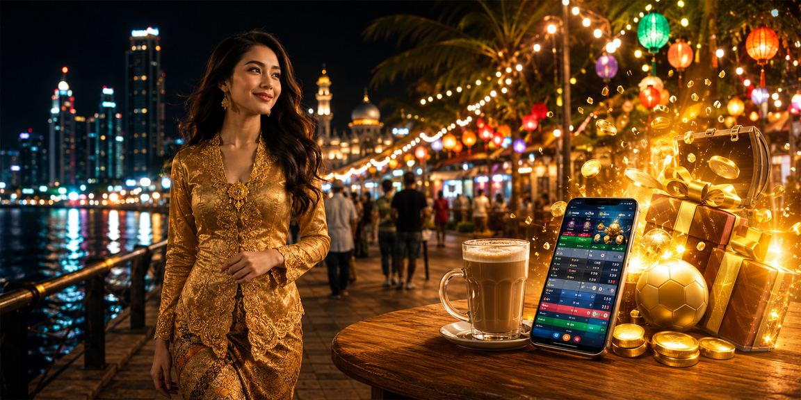 Pengguna Kuantan berkebaya menggunakan telefon untuk permainan kasino blackjack