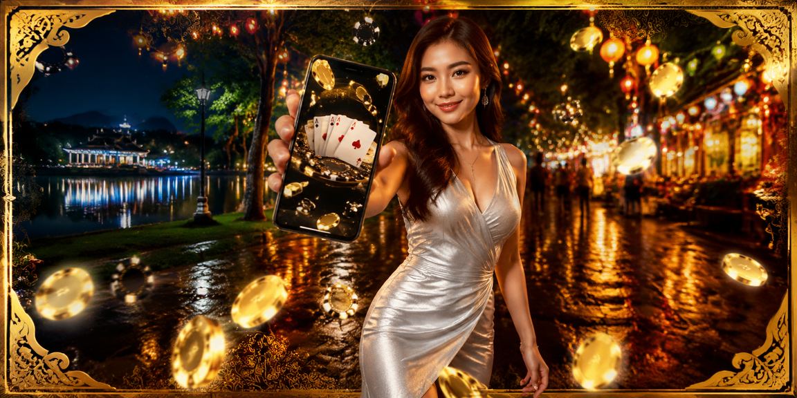 Lakar seni poker Malaysia dengan latar batik